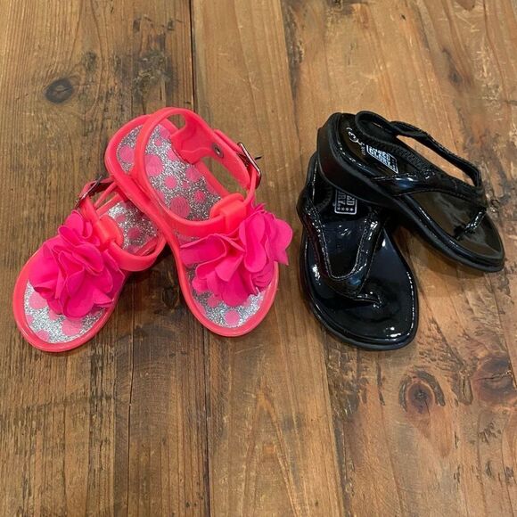 Faded Glory Sandals + Pink Polka Dot Sandal Bundle Toddler Size 3 - Picture 8 of 10